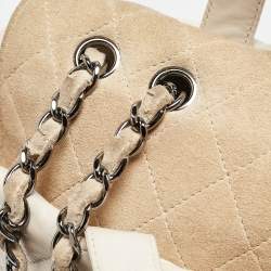 Pre Owned Chanel White Quilted Leather and Suede Portobello Tote