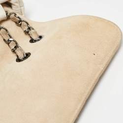 Pre Owned Chanel White Quilted Leather and Suede Portobello Tote