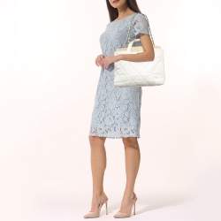 Pre Owned Chanel White Quilted Leather and Suede Portobello Tote
