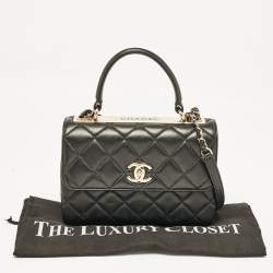 Pre Owned Chanel Black Quilted Leather Small Trendy CC Top Handle Bag