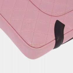 Pre Owned Chanel Pink /Black Calfskin Cambon Ligne Shoulder Bag