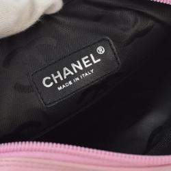Pre Owned Chanel Pink /Black Calfskin Cambon Ligne Shoulder Bag