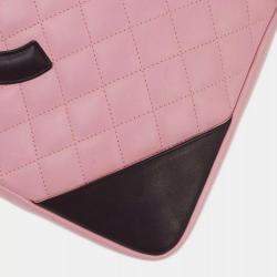 Pre Owned Chanel Pink /Black Calfskin Cambon Ligne Shoulder Bag
