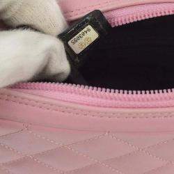 Pre Owned Chanel Pink /Black Calfskin Cambon Ligne Shoulder Bag