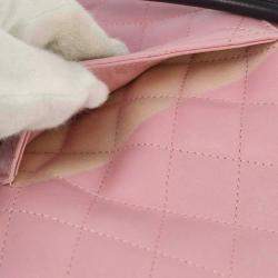 Pre Owned Chanel Pink /Black Calfskin Cambon Ligne Shoulder Bag