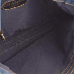 Pre Owned Chanel Blue Denim Chain Tote Bag