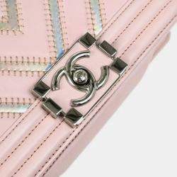 Chanel Pink Prism Lambskin Chevron Small Chain Shoulder Bag