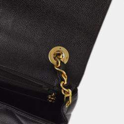 Pre Owned  Chanel Black Calfskin Straight Flap Chain Shoulder Bag