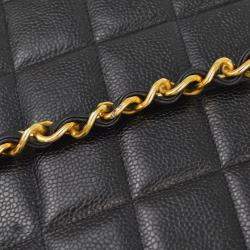 Pre Owned  Chanel Black Calfskin Straight Flap Chain Shoulder Bag