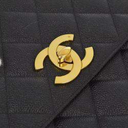 Pre Owned  Chanel Black Calfskin Straight Flap Chain Shoulder Bag