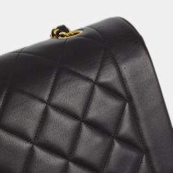 Pre Owned Chanel Black Lambskin Small Diana Shoulder  Bag