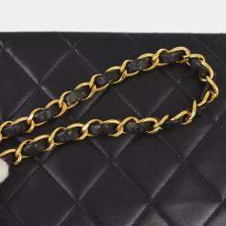 Pre Owned Chanel Black Lambskin Small Diana Shoulder  Bag