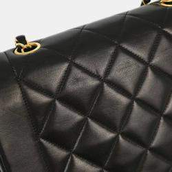 Pre Owned Chanel Black Lambskin Leather Small Diana Shoulder Bag