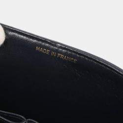 Pre Owned حقيبة شانيال كلاسيكية مزدوجة القلاب جلد الحمل أزرق بحري صغيرة