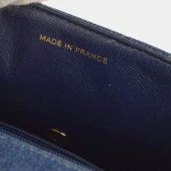 Pre Owned Chanel Blue Denim Mini Classic Square Flap Bag