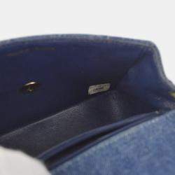 Pre Owned Chanel Blue Denim Mini Classic Square Flap Bag
