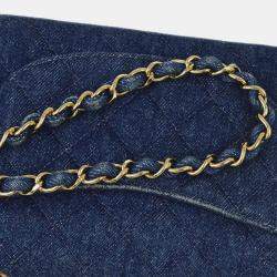 Pre Owned Chanel Blue Denim Mini Classic Square Flap Bag
