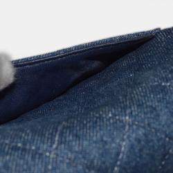 Pre Owned Chanel Blue Denim Mini Classic Square Flap Bag