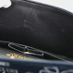 Pre Owned Chanel Black Canvas Medium Classic Double Flap Shoulder Bag