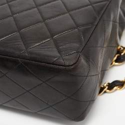 Pre Owned Chanel Black Quilted Leather Jumbo CC Flap Bag