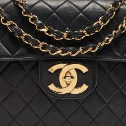 Pre Owned Chanel Black Quilted Leather Jumbo CC Flap Bag