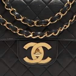 Pre Owned Chanel Black Quilted Leather Jumbo CC Flap Bag