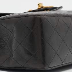 Pre Owned Chanel Black Quilted Leather Jumbo CC Flap Bag