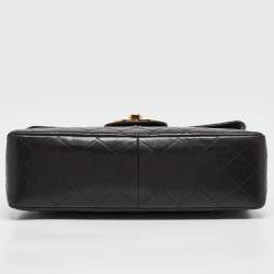 Pre Owned Chanel Black Quilted Leather Jumbo CC Flap Bag