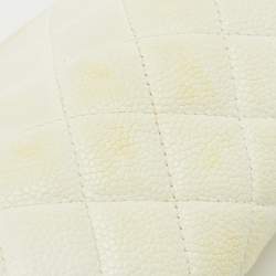 Pre Owned Chanel White Quilted Caviar Leather Timeless Clutch