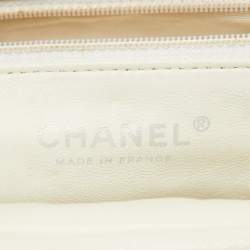 Pre Owned Chanel White Quilted Caviar Leather Timeless Clutch