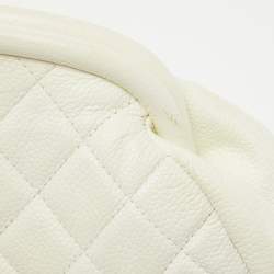 Pre Owned Chanel White Quilted Caviar Leather Timeless Clutch
