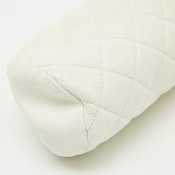 Pre Owned Chanel White Quilted Caviar Leather Timeless Clutch