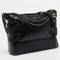 Chanel Black Quilted Aged Leather Large Gabrielle Hobo