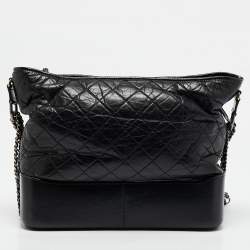 Chanel Black Quilted Aged Leather Large Gabrielle Hobo