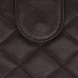 Chanel Brown Quilted Leather Cambon Ligne Compact Wallet