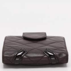 Chanel Brown Quilted Leather Cambon Ligne Compact Wallet