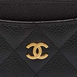 Chanel Black Quilted Caviar Leather CC Card Holder