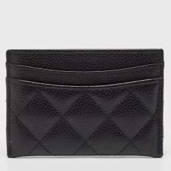 Chanel Black Quilted Caviar Leather CC Card Holder