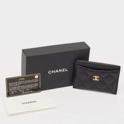 Chanel Black Quilted Caviar Leather CC Card Holder