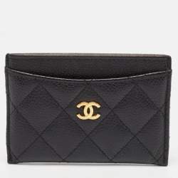 Chanel Black Quilted Caviar Leather CC Card Holder