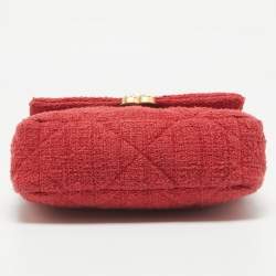 Chanel Red Quilted Tweed Medium 19 Flap Bag