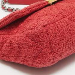 Chanel Red Quilted Tweed Medium 19 Flap Bag