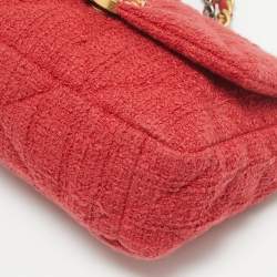 Chanel Red Quilted Tweed Medium 19 Flap Bag