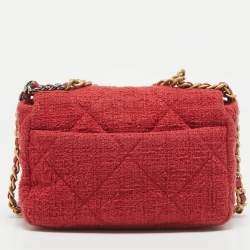 Chanel Red Quilted Tweed Medium 19 Flap Bag
