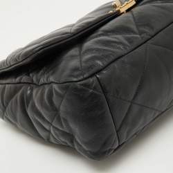Chanel Black Quilted Leather CC Chain Link Maxi 19 Flap Bag