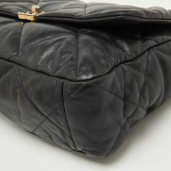Chanel Black Quilted Leather CC Chain Link Maxi 19 Flap Bag