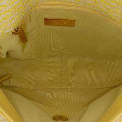 Pre Owned Chanel Yellow Tweed Medium 19 Flap Bag