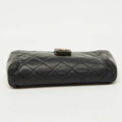 Pre Owned Chanel Black Quilted Leather CC Phone Holder Clutch