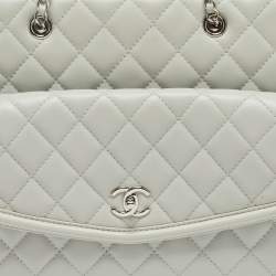 Chanel Light Grey Quilted Leather CC Front Pocket Tote