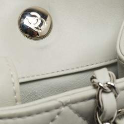 Chanel Light Grey Quilted Leather CC Front Pocket Tote